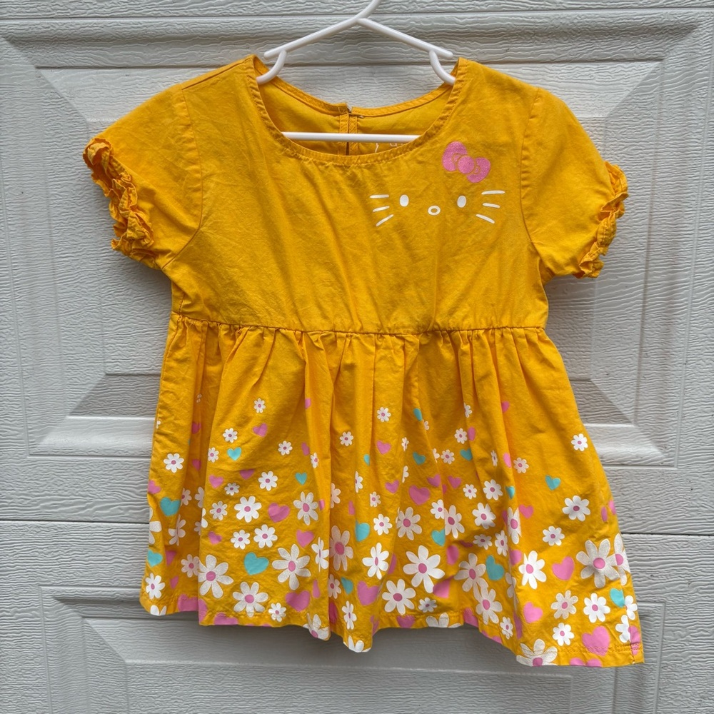 Girls Yellow Floral Hello Kitty Tunic